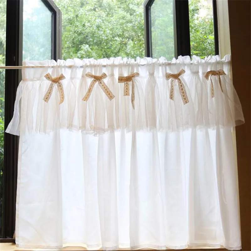 Free Shipping Quality Tube Curtain WhiteVoile Coffee Closet Kitchen Short Small Drapes Shades Home Window Decora Valance Purdanh