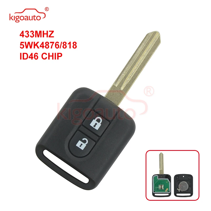 

Kigoauto 433.9MHZ ASK HITAG-2 ID46 PCF7946 Remote Car key 2 Button 5WK4876 For Nissan Elgrand X-TRAIL Qashqai Navara Micra Note