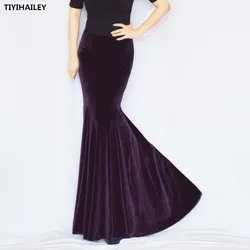 TIYIHAILEY-Women's Long Maxi Skirt, Mermaid, Fish Tail, Vintage, Velvet, Elegant, Slim, Hip, Spring, Winter, New Fashion 2026
