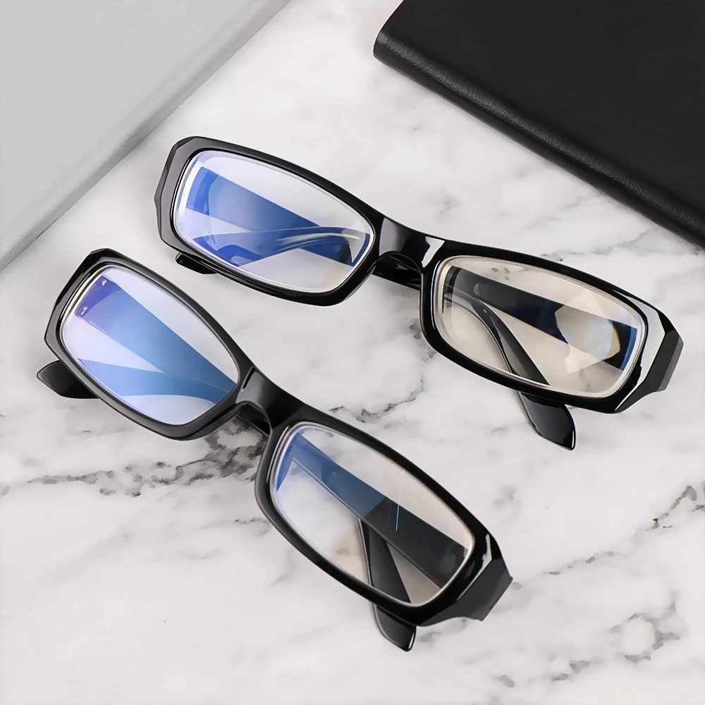 Ultra Light Resin Square Reading Glasses Classic Blue Film Business Myopia Glasses Women Men Vision Care Eyewear -100~-600