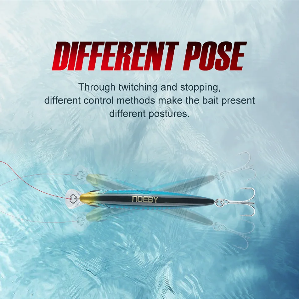 Noeby-Sinking Minnow Angelköder-Set, Wobbler-Jerkbait für Wolfsbarsch, künstlicher harter Köder, Angelgerät, 90 mm, 21 g, 4-teiliges Set – Detail 8
