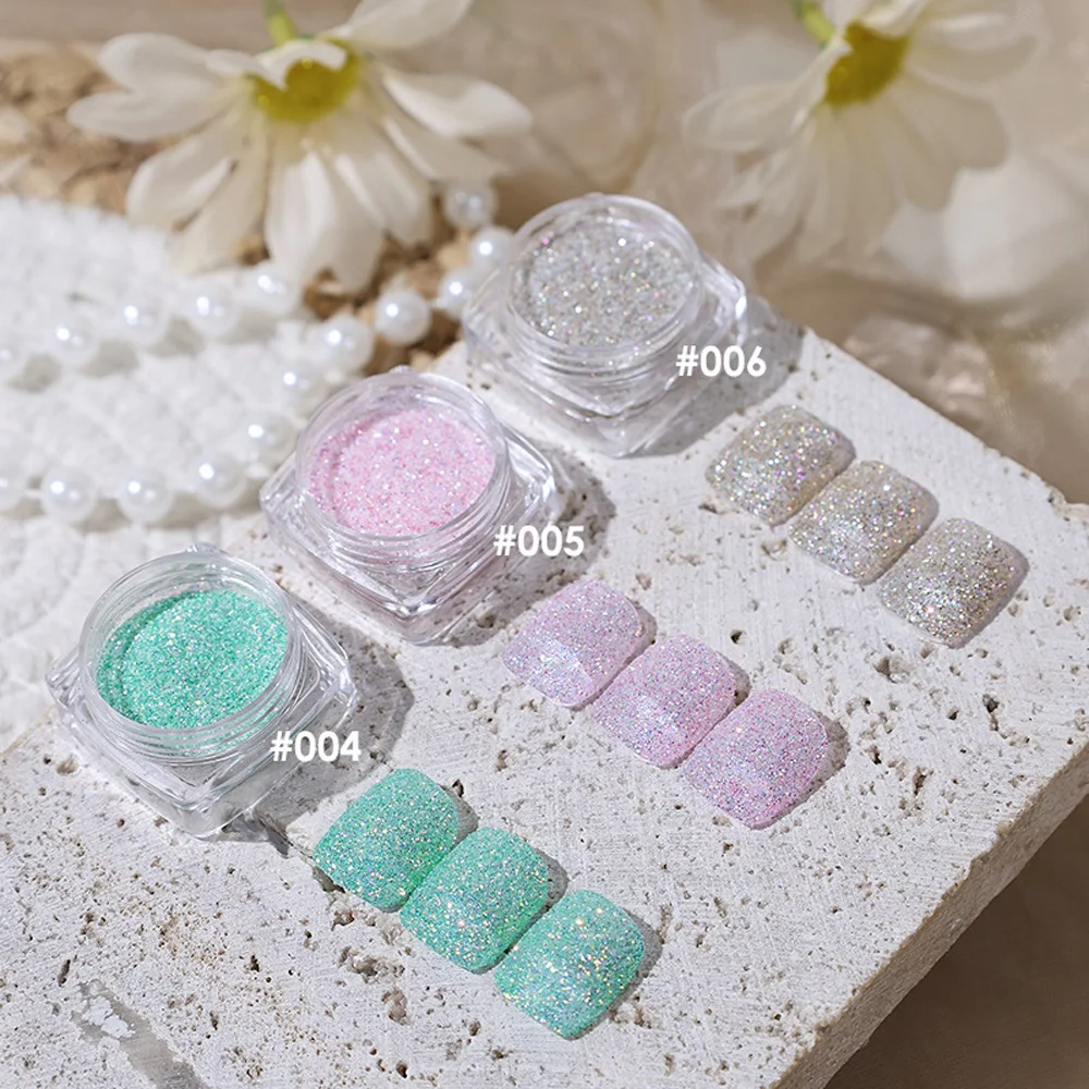 1 Jar Aurora Sea Salt Nail Art Powder 3D Super Shiny Ultra-thin Crystal Diamond Sugar Glitter Sparkly Manicure Decoration