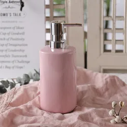 Nordic Style Pink Ceramic Liquid Soap Dispenser Shampoo Bottle Lotion Bottle Wristband Hand Dispenser Bathroom Travel Supplies