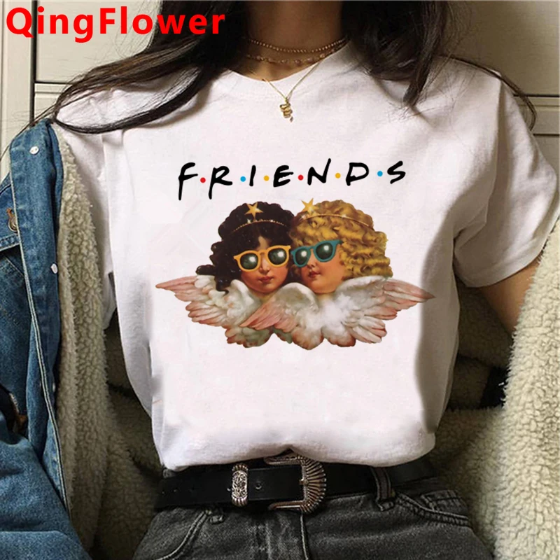 Anioł estetyczne Harajuku Funny Cartoon T koszula kobiety ulzzang Streetwear T-shirt w stylu Vintage modna koszulka graficzne koszulki kobiet