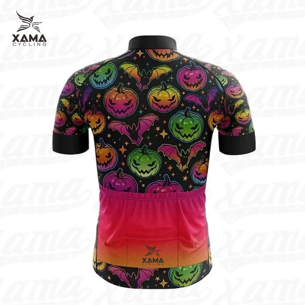 Xama Cycling Spooky Halloween Collection Short Sleeve Jerseys Christmas Element Costume Pro Cycle Unforme Quick Dry Bike Shirts