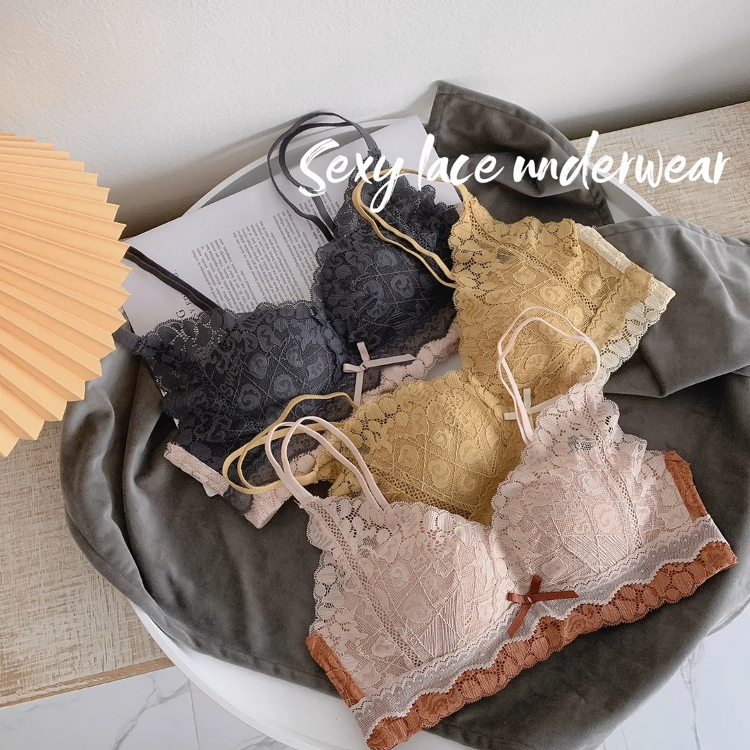 

Women's Sexy Underwear Set Push Up Brassiere Sexy Lace Bra Women's Solid Color Comfort Small Bra Japanese Bra Sexy Lingerie