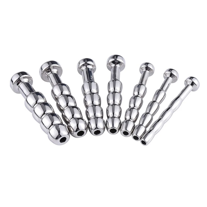 WAKEWAY 7 Style Stainless Steel Hollow Urethral Plug Sounding Rod Penis Plug Beads Urethral Dilators Catheter Male Mastuburator