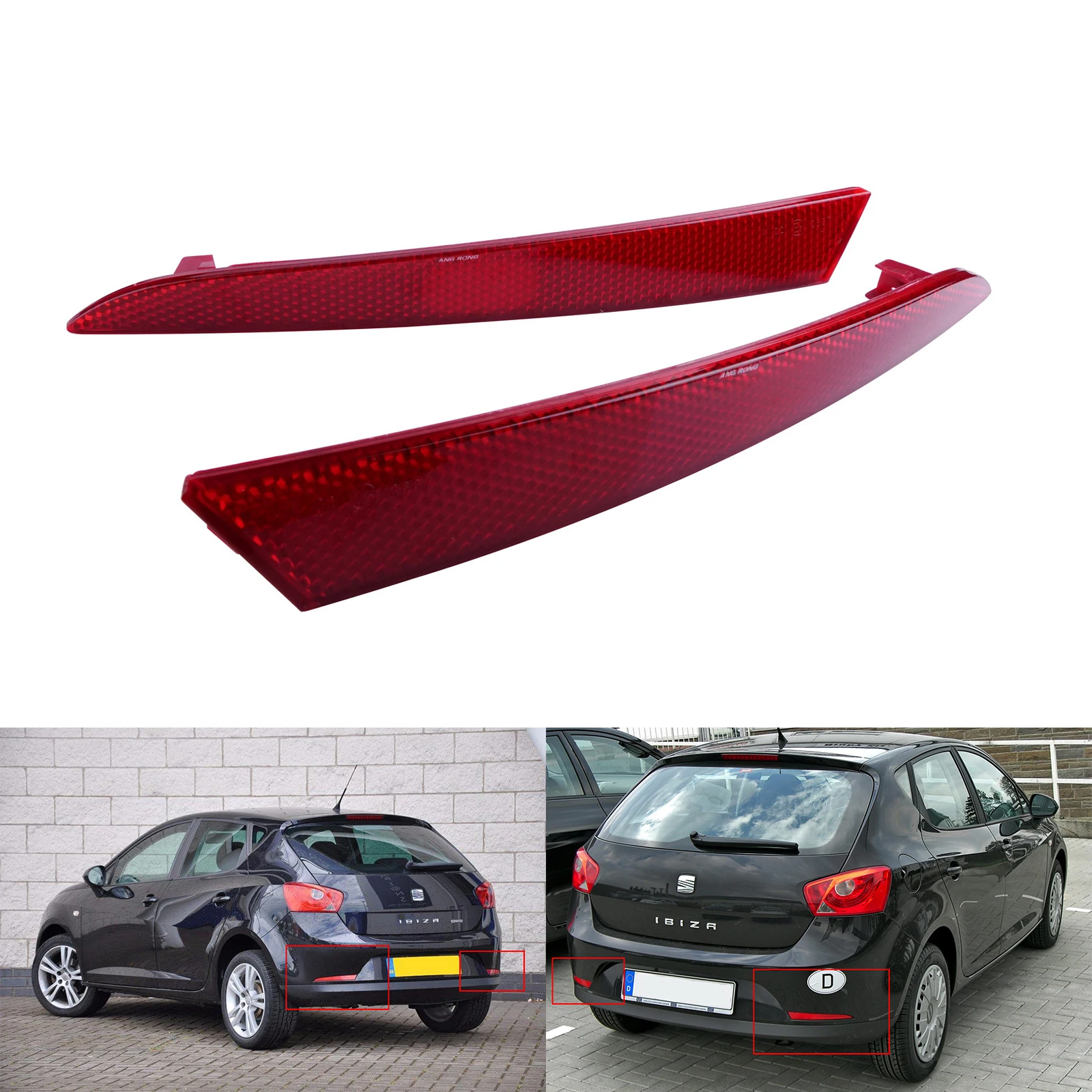 For 2008-2012 SEAT IBIZA 6J MK V Red Rear Bumper Reflector No Light Left & Right