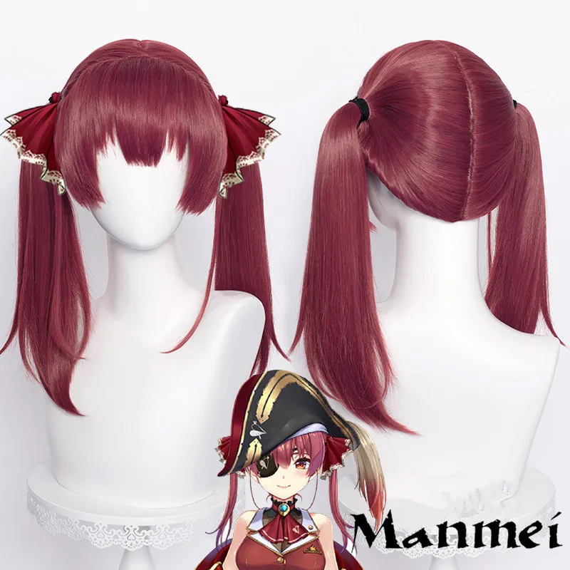 Youtuber Hololive Houshou Marine VTuber Red Cosplay Wig Ponytais Heat Resistant Synthetic Cosplay Hair shoes Houshou Marine