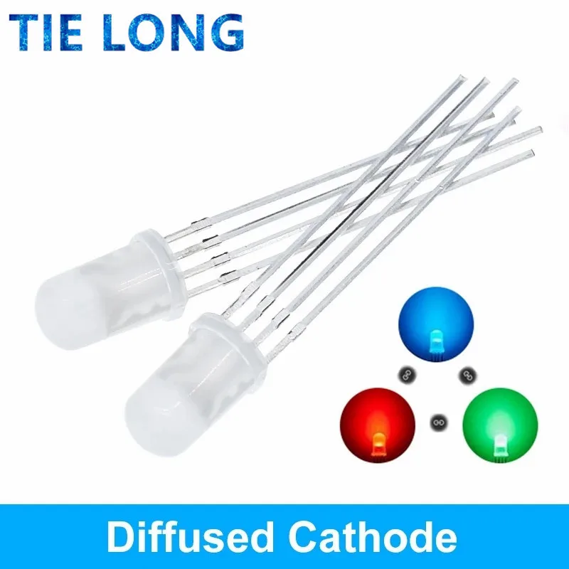 10pcs 5mm RGB LED Common Cathode / Common Anode Tri-Color Emitting Diodes f5 RGB Diffused / Transparent Highlight for arduino