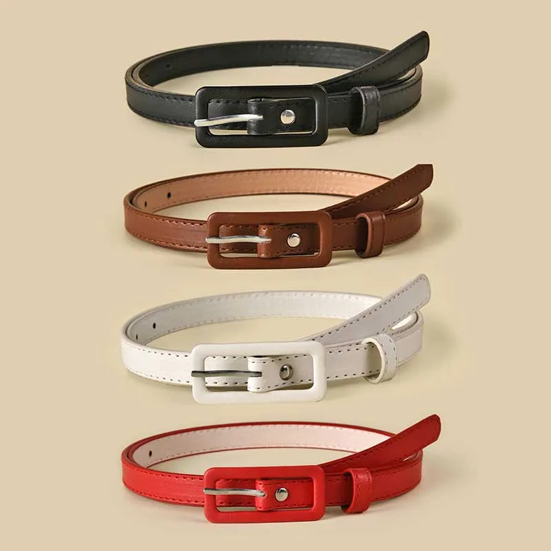 Elastic Women Belts Strap Thin Skinny Ladies Dress Waist Belt Leather Buckle Female Red Belts Thin Ladies Designer Waistband