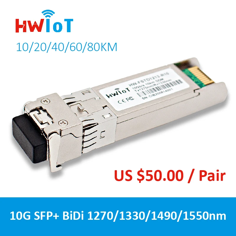 

10G SFP+BIDI 10 20 40 60 80km 1270 1330 1490 1550nm LC SMF Transceiver Module DFB transmitter Cisco Compatible