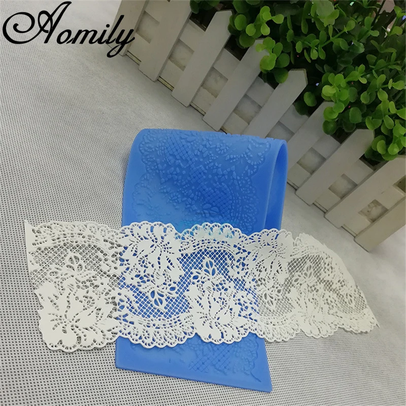 Aomily Flower Lace Mold Cake Border Decoration Accessories Fondant Chocolate Cake Decorating Tools Silicone Mat Baking Mould