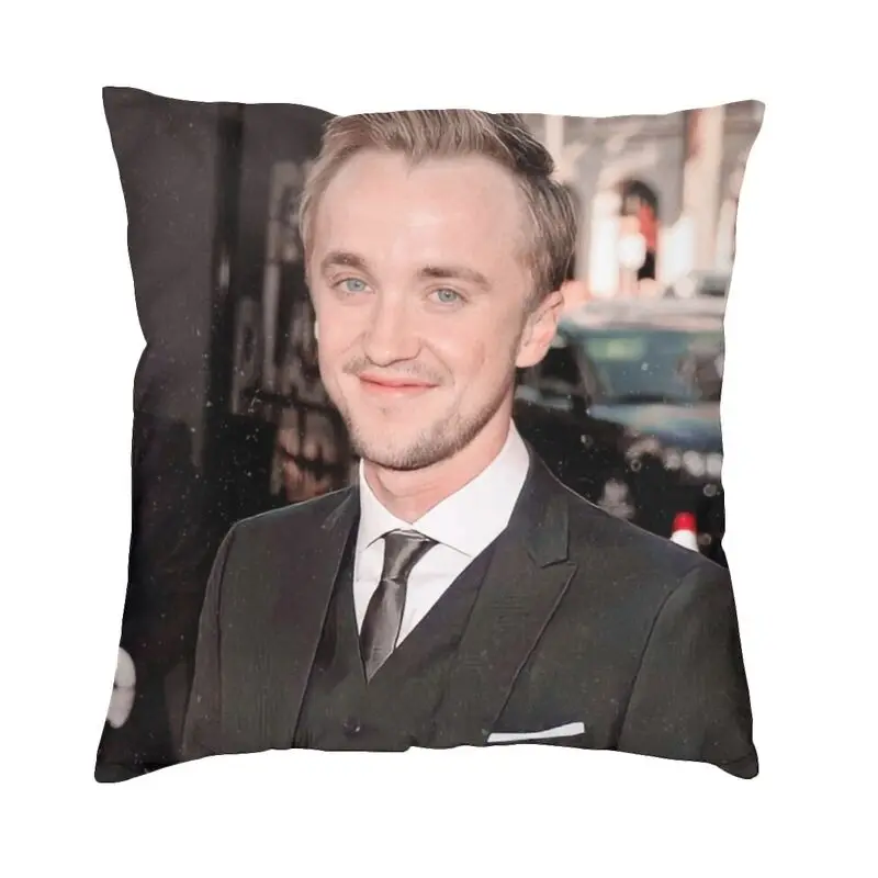 Handsome Tom Felton Throw Pillow Case 45*45cm for Living Room Sofa Famous Actor Cushion Cover Square Pillowcover Printing