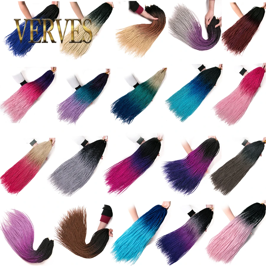 VERVES-Cabello sintético para mujer, trenzas de ganchillo de 24 pulgadas, color gris, Bonde, rosa y marrón, 30 raíces por paquete