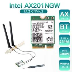 Kit de desktop sem fio Antena para NGFF e M.2, Placa de rede, Bluetooth 5.0, 3000Mbps, AX201NGW, M.2, CNVIO2, Intel AX201, Wi-Fi6