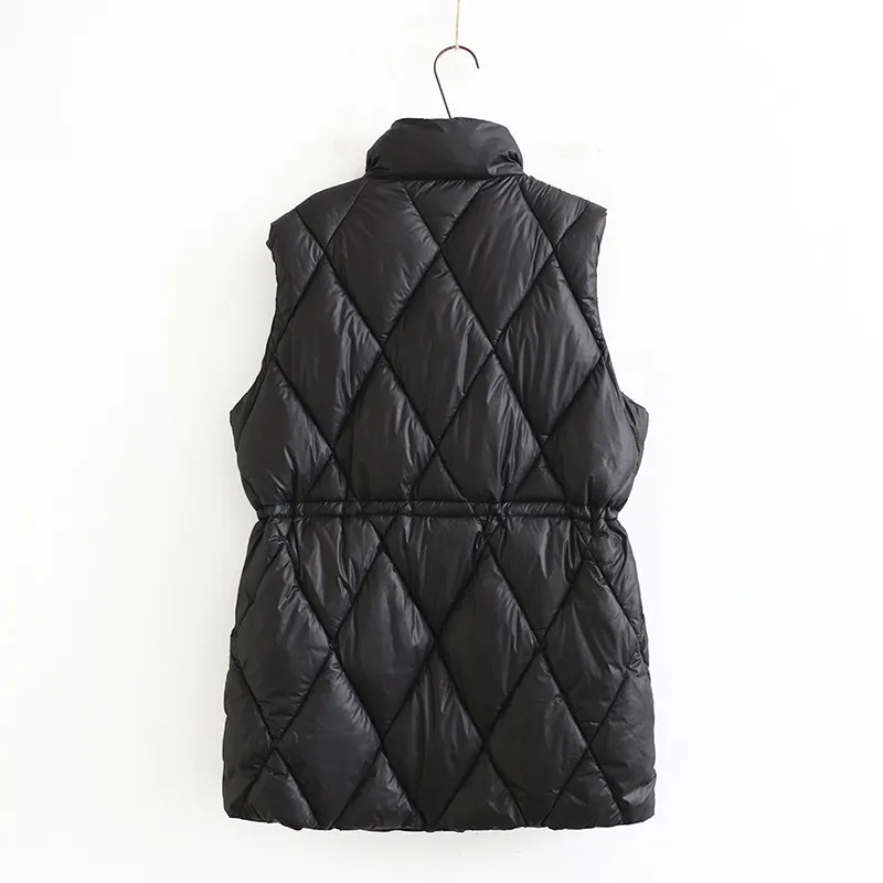 Plus Size Winter Padded Vest Coat For Women 5XL Sleeveless Elastic Elastic Waist Thick Cotton Interlayer Large Size Outside Coat