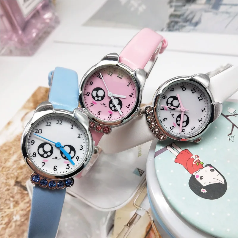 Children Cartoon Watch Girl\'s Quartz Watch Primary School Boy\'s Cute Leather Belt Simple Crystal Clock Baby Gifts Droppshipping