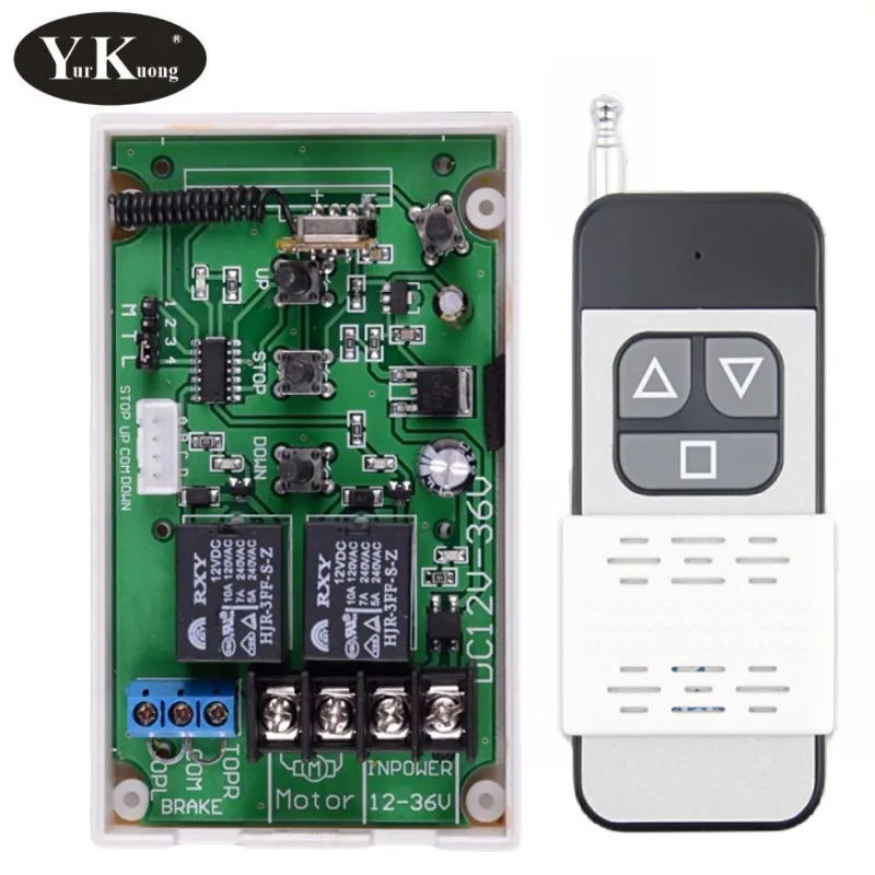 DC Motor Remote Switch Controller 12V 16V 24V 36V Motor Forwards Reverse Up Down Wall Transmitter Manual Button Limited Switch