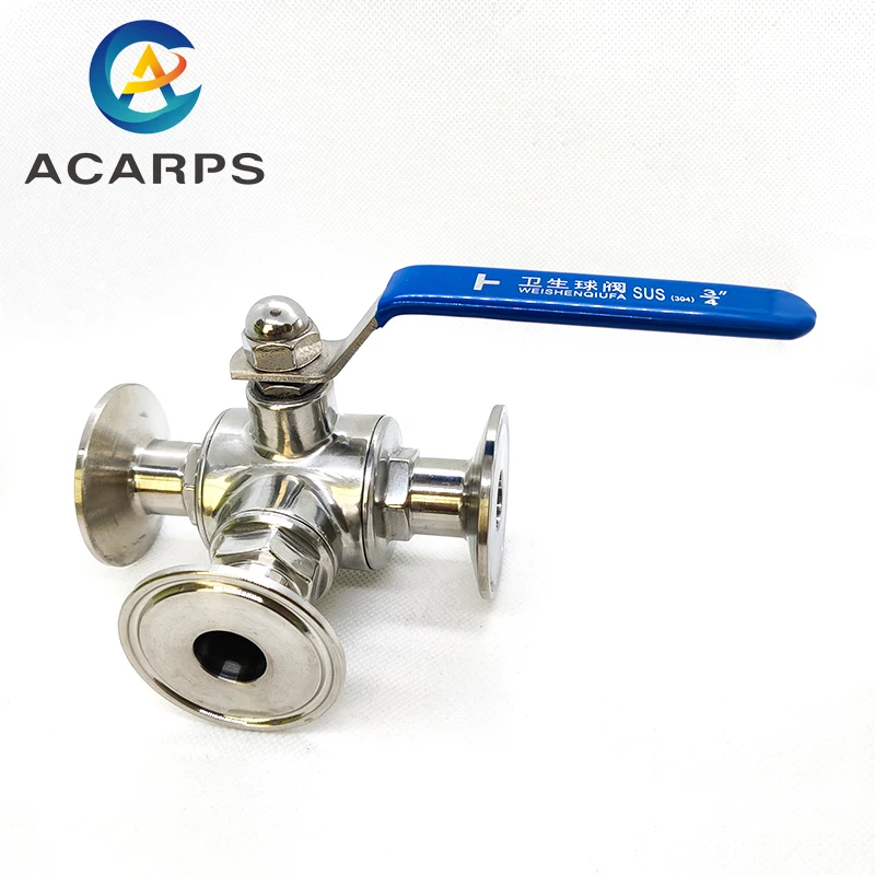 

19mm 25mm 32mm 38mm Sanitary Three-Way Ball Valve 304 Stainless Steel Quick-Loading Ball Valve Clamp Type Food Grade Valve