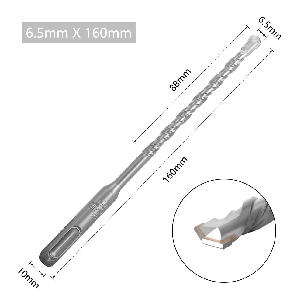 10-teiliges Elektrohammer-SDS-Plus-Bohrerset 160mm für Beton, Ziegel, Mauerwerk, Lochsäge-Bohrer 4mm 5mm 6mm 018 – Detail 10