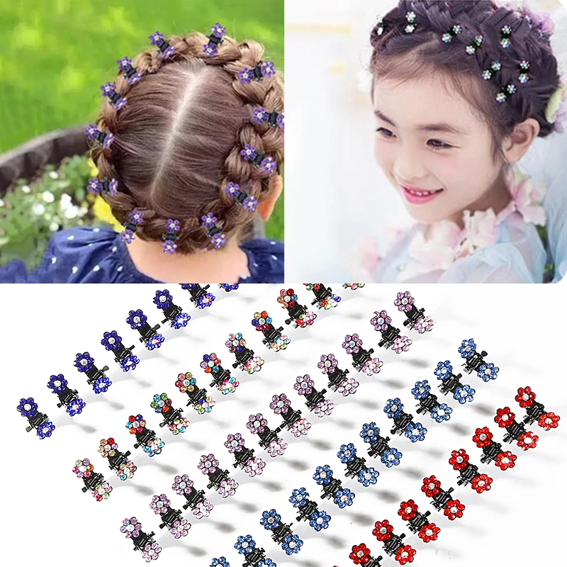 

24pcs/pack Crystal Rhinestone Flower Mini Hair Claws Clips Pin Clamps Girls Sweet Girl Hair Accessories