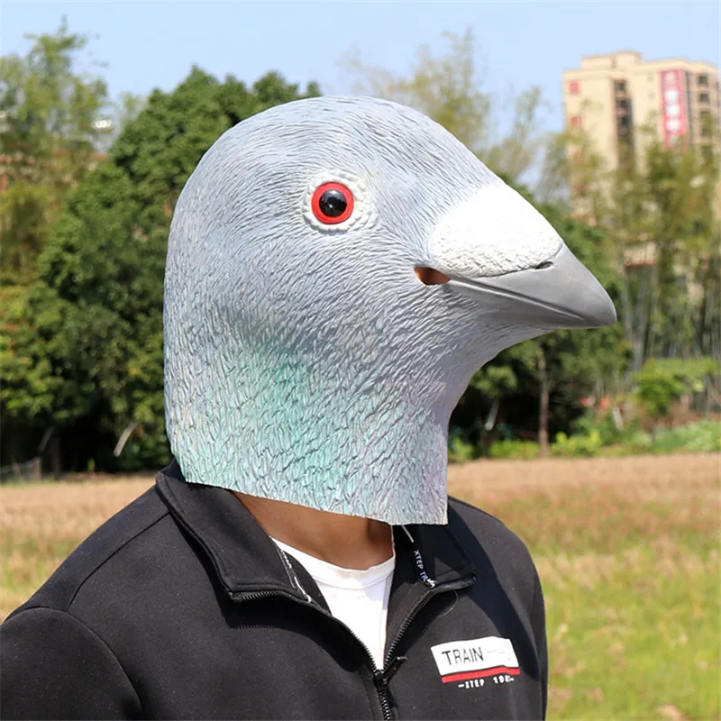 

Cute Pigeon Head Animal Latex Mask Halloween Giant Bird Masquerade Full Face Rubber Masks Adult Party Cosplay Props Prom Dresses