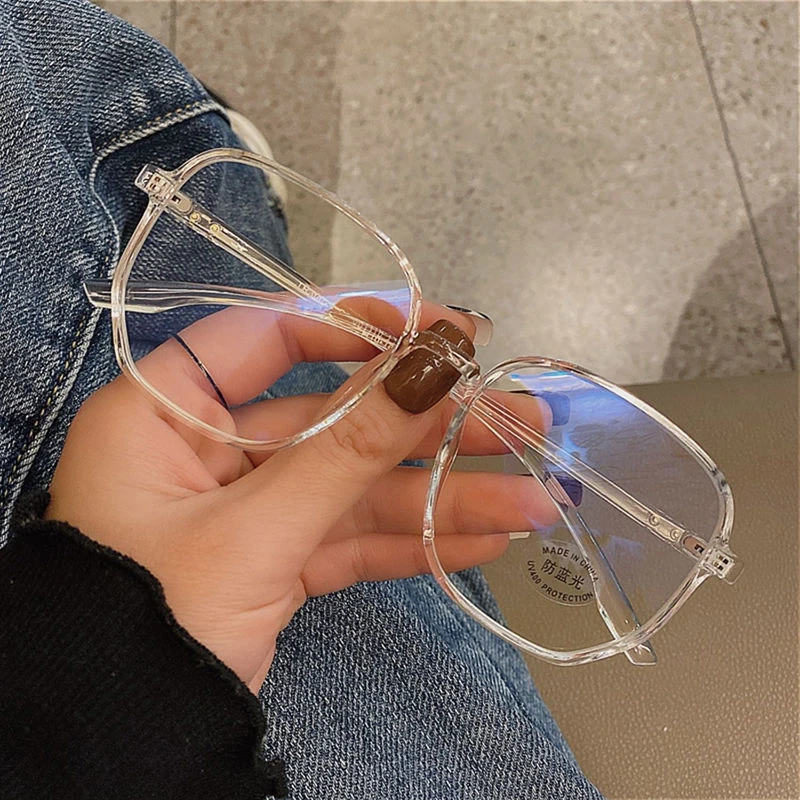 Elbru Anti Blue Light Finished Myopia Glasses Men Women Big Frame Transparent Shortsighted Eyewear Diopters 0-1.0-1.5-2.0 To-6.0