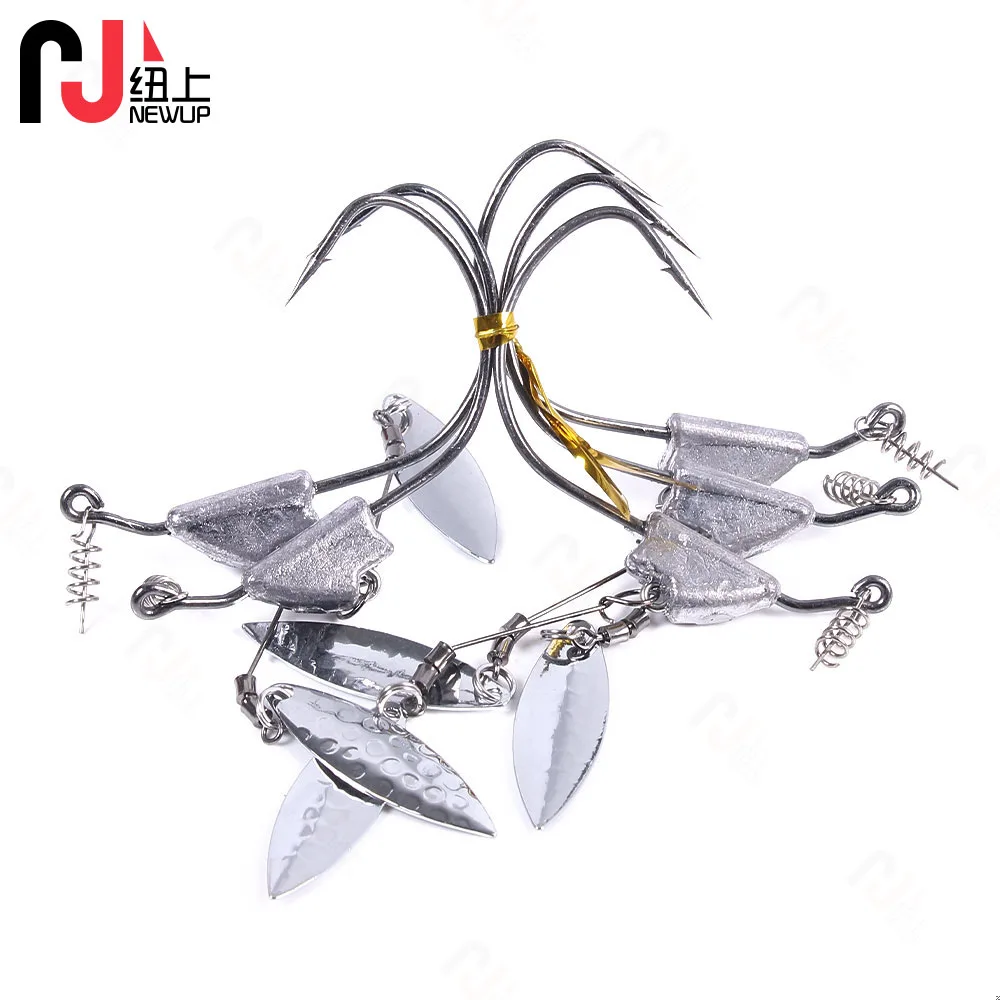 NEW UP 5PCS/lot Texas Rigs Jig Head Fishing Hook Metal 3.5g 5g 7g with Spoon Sequins Fishing Tackle Hooks for Texas Rigs