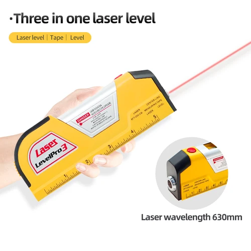 3 in 1 적외선 레이저 레벨 눈금자 수평 미터 테이프 스케일 다기능 측정기, 수직 장비 측정 