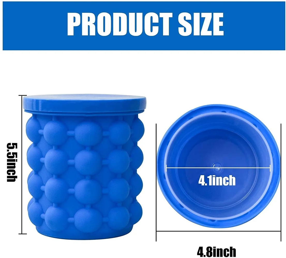 Silicone Ice Cube Mold Ice Trays, Large Silicone Ice Bucket, Ice Cube Maker, Round, Portable Bucket Wine Ice Cooler Beer Cabinet