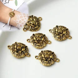 3PCS/Set Mighty Lion Pendant Vintage Alloy Animal Earring Connector DIY Necklace Charms Bracelet Jewelry Making Accessories Gift