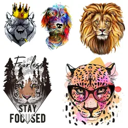 Tiger Heat Vinyl Transfer For Clothing Animals Lion Thermal Stickers Iron On Transfers For Clothes Applique For Washable T-shirt