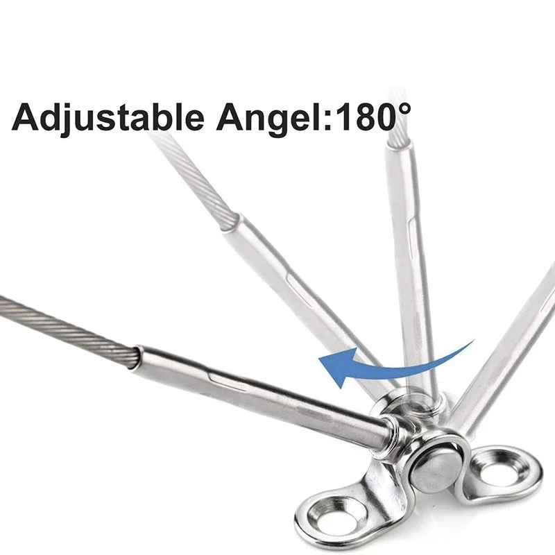 Stainless Steel Cable Railing Kit Systems Fit 1/8" Wire Rope Angle 180 Degree Adjustable Swage Toggle Turnbuckle And End WWO66