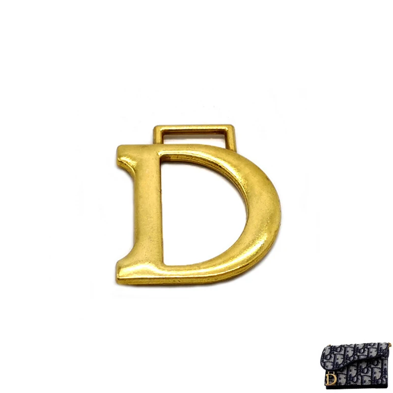 10 Pieces Hold Bag Gold D Letter Charm Metal Wallet Card Package Family Hanger Decorative Buckles Box Hardware Hang Tags