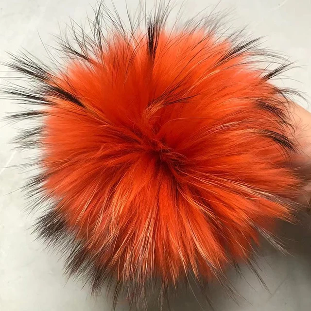 5A Real Fur Pompom Fur Pom With Buckle Fox Pompom Balls Fur Pompon Raccoon Pom Pom For Scarves Hats Bags DIY Accessories