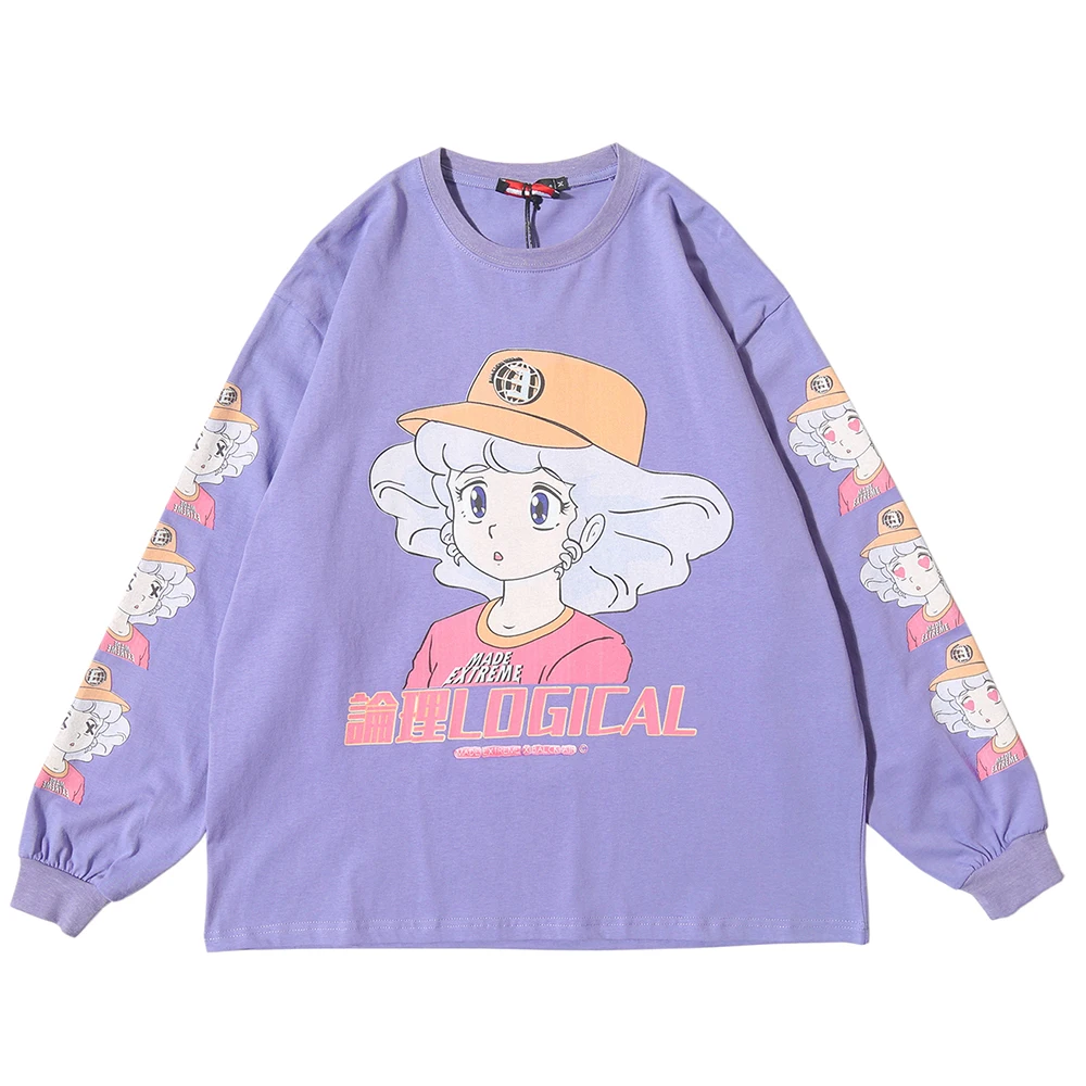 EXTREME Long Sleeve Women\'s Harajuku Cute Kawaii Clothes Oversized Japanese Streetwear Cartoon T Shirt Women Clothing Tops Tee