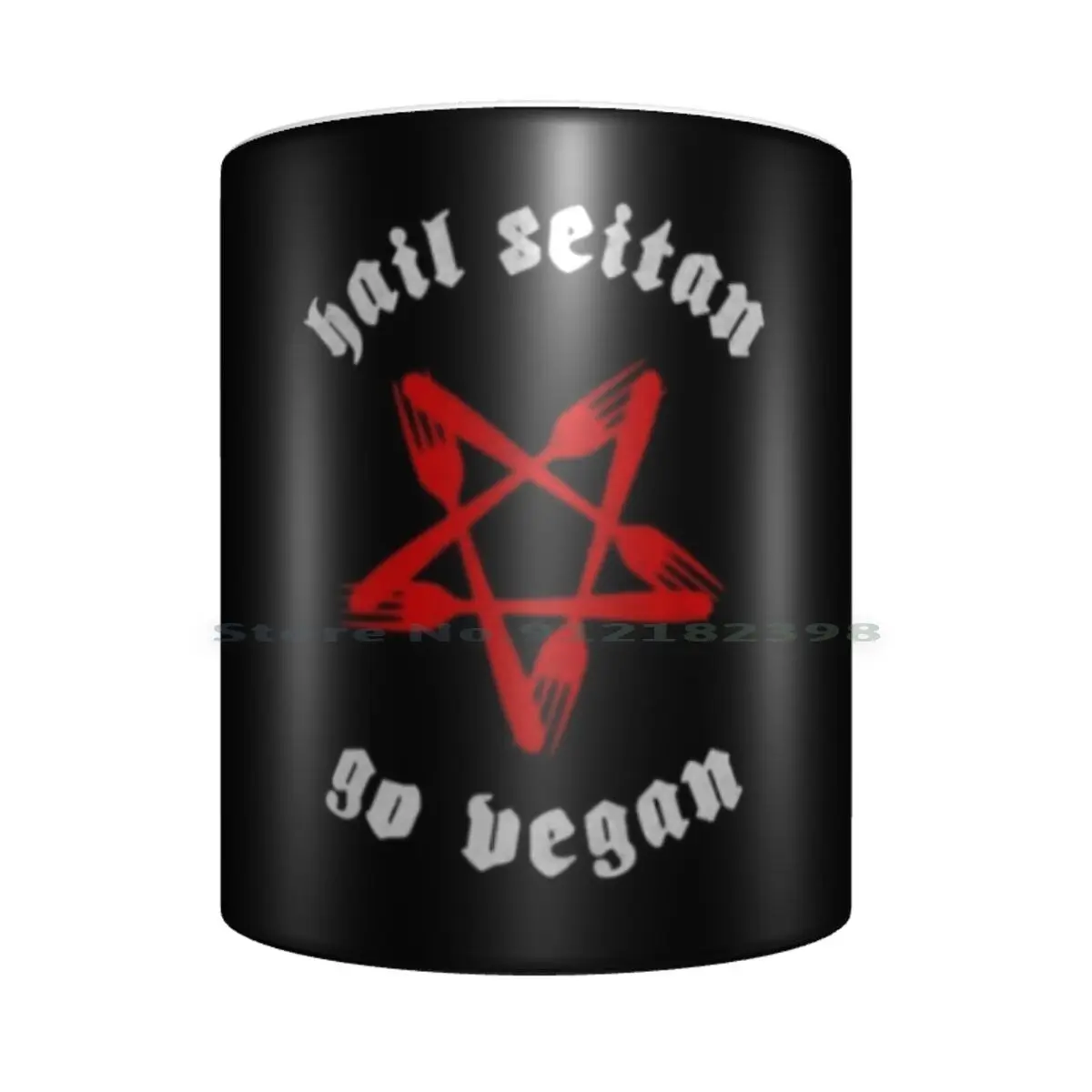 Granizo Seitan , Go tazas de cerámica vegana tazas de café leche té taza vegana Seitan animales Humor divertido Satán tenedor satánico comida