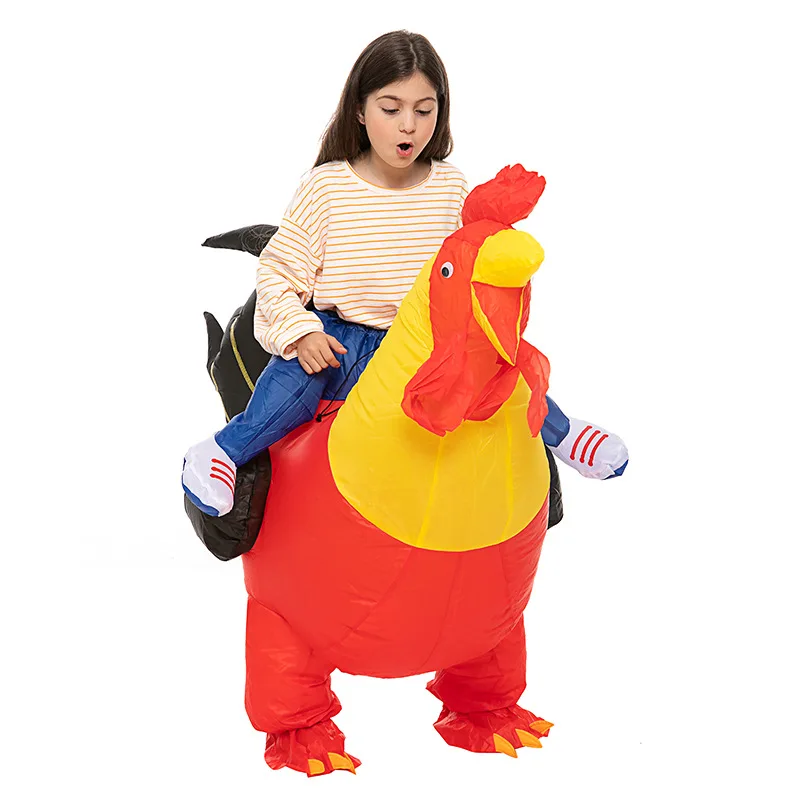 Red Rooster Costume Kids Purim Party Cosplay Ride Inflatable Cock Costumes Halloween Carnival Party Child Animal Birthday Dress