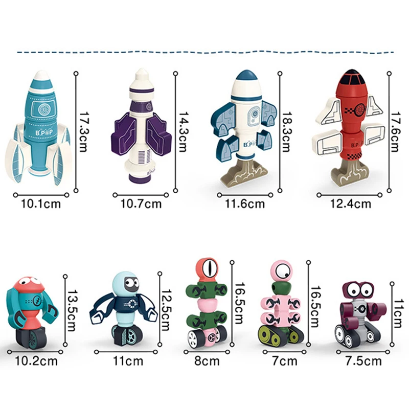 어린이용 자석 블록 교육용 장난감, 자석 로봇 로켓 모델, 재미있는 태양계 디자이너 키트, 아기 장난감