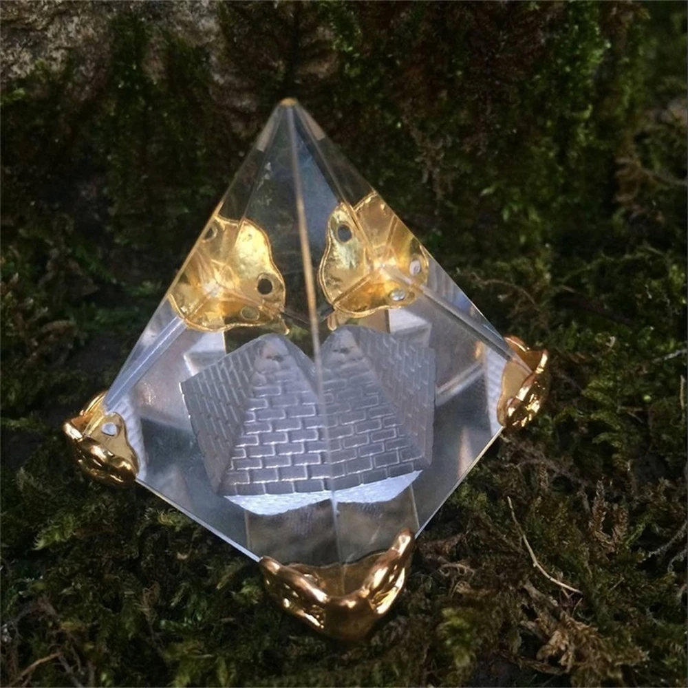 Amuleto de curación energética Feng Shui, pirámide transparente de cristal Egipcio, Reiki, Prisma curativo, adornos, decoración de escritorio, regalo