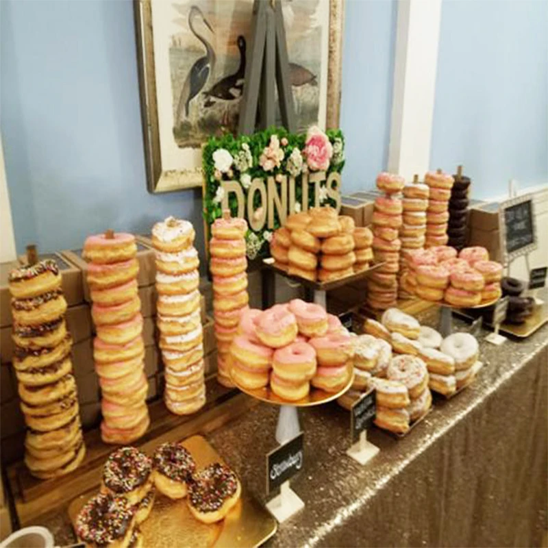 WEIGAO Wedding Decoration Donuts Wall Wooden Holds Stand Dessert Doughnut Table Holder Wedding Kids Birthday Party Supplies