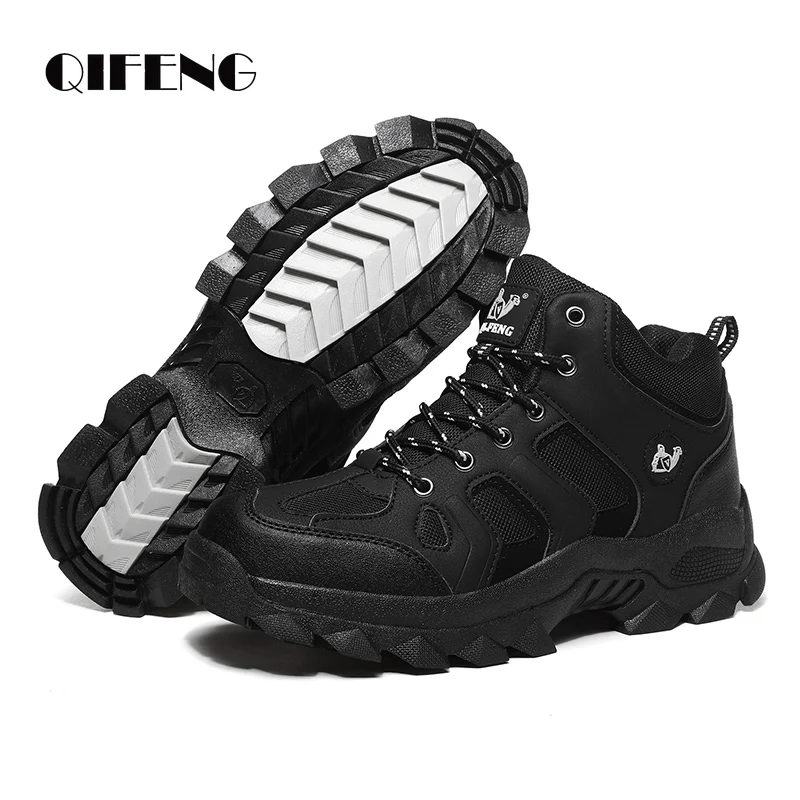 Large Size Outdoor Ankle Boots Men Snow Boots Fashion Lace Up Casual Sneakers Leather Winter Cowboy Footwear Hiking Shoes Spring