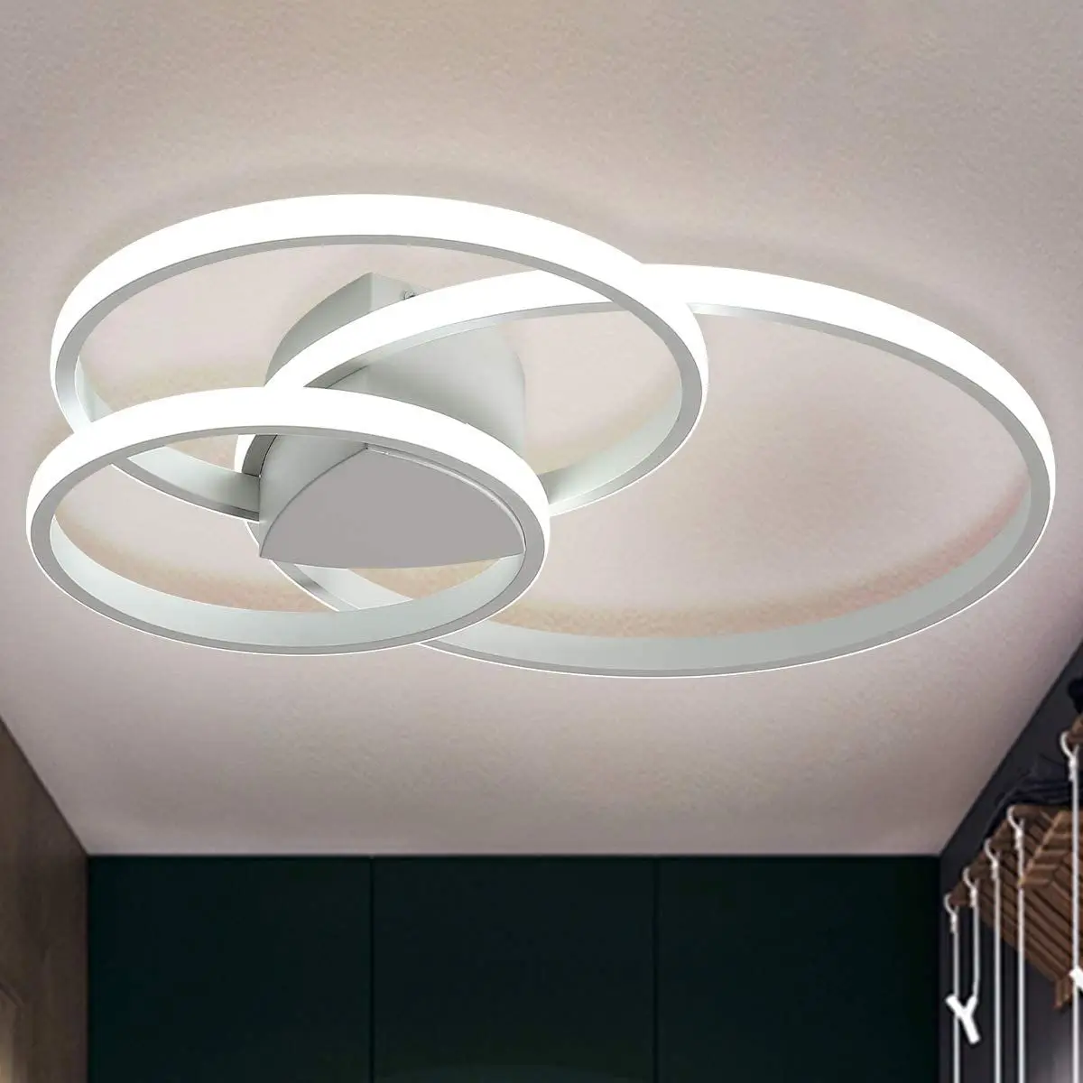 Ganeed Modern LED Acrylic Panels Ceiling Light 56W Flush Mount 6500k Lighting Lamp for Living Room Dining Room