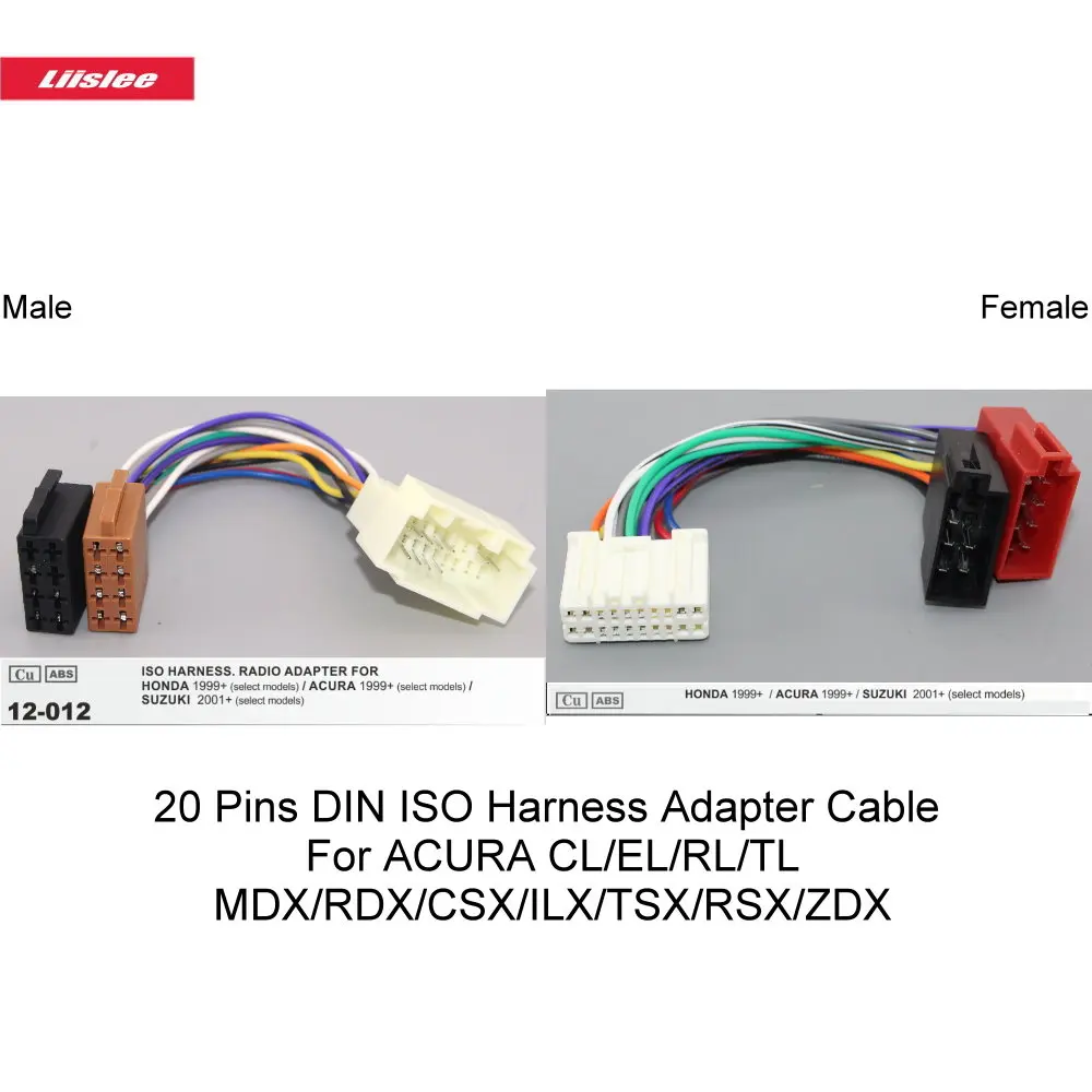 

20 Pins DIN ISO Harness Adapter Cable For ACURA CL/EL/RL/TL/MDX/RDX/CSX/ILX/TSX/RSX/ZDX