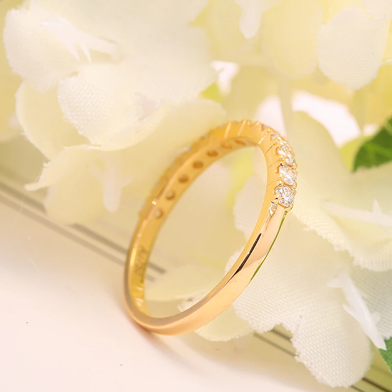 Imagem -02 - Anel de Ouro Amarelo para Mulheres Lab Grown Diamond Band Anel Combinando Meia Eternidade Casamento Noivado Cvd Hpht 0.45ctw 585 14k