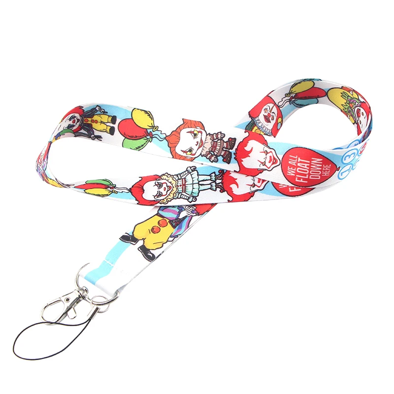 JF0068 Horror Movie Funny Clown Neck Strap Lanyard for key ID Card Phone Straps USB Badge holder Hang Rope Lariat lanyards