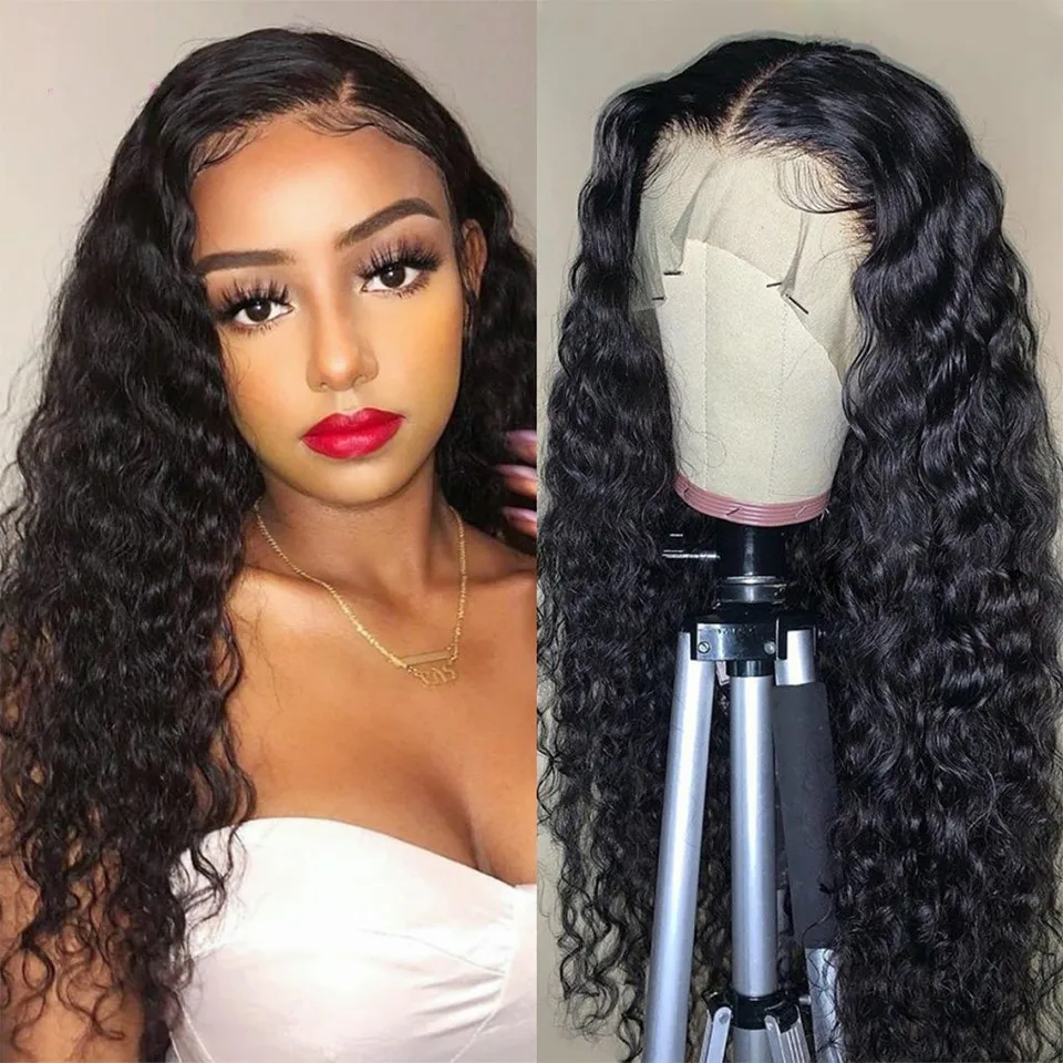 

T-Part Water Wave Lace Front Wigs Remy Human Hair for Black Women Curly Frontal Wigs Pre Plucked With Baby Hair Natural Color