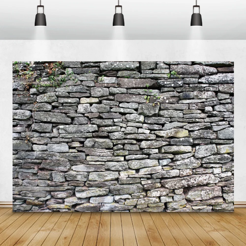 Gray Stone Wall Vinyl Photo Background Children Portrait Interior Photocall Scene Family Room Decor Photography Backdrop Poster