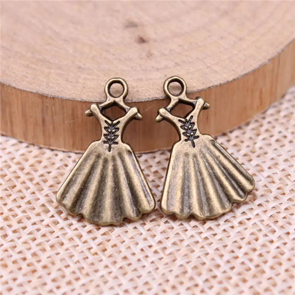 

150pcs 13x20mm Evening Dress Charm Tutu Charm DIY Jewelry Making Jewelry Finding Antique Bronze Antique Silver Color